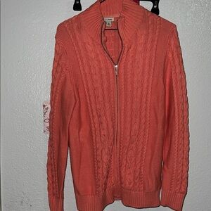 L.L. Bean Coral Zip-Up Sweater